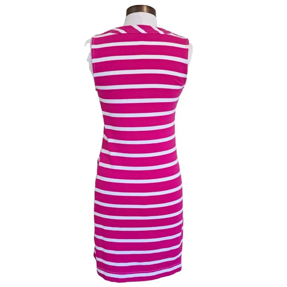 Kate Spade Tropez Striped Sleeveless Mini Dress Rio Pink & White Small - Picture 3 of 10